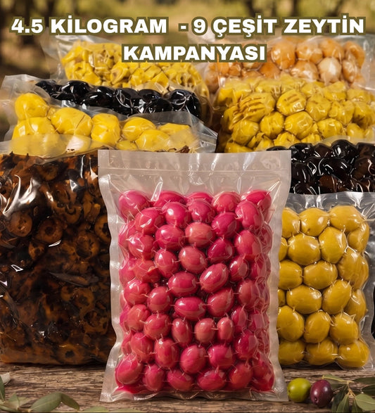 Gönültaş Zeytincilik  9 Çeşit 4.5 Kilogram Zeytin Paketi